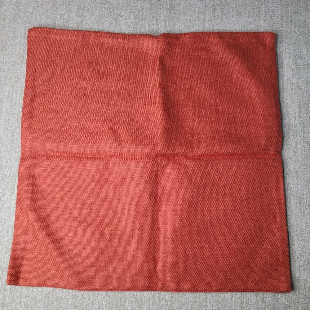 Pottery Barn 3 Pillow Covers 100% Linen Rust Orange 18x18 Square Button Closure
